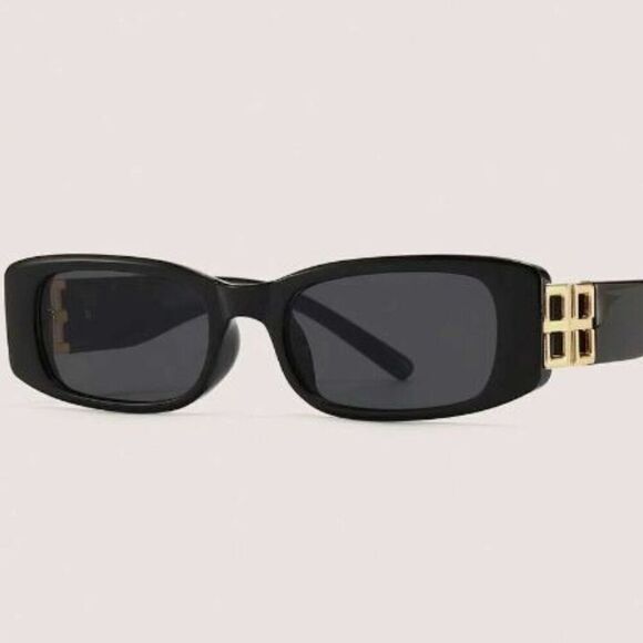 NWT, Elegant Black and Gold Square Frame Fashion Glasses - Picture 2 of 2